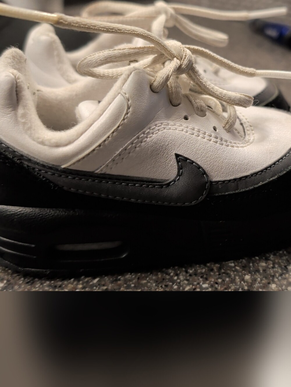 Nike Kids White and Black Low-Top Sneakers with Black Swoosh